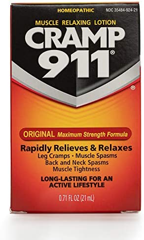 Cramp911 Muscle Relaxer Pain Relief Cream for Muscle Cramp Relief and Sore Muscles. Used for Muscle Cramp Relief and Muscle Pain Relief of All Kinds, Roll-on Lotion 0.71 oz 21 ml