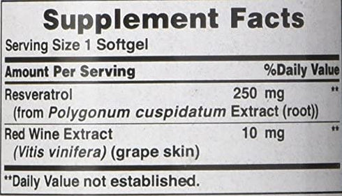 Puritans Pride Resveratrol 250 mg, 60 Count