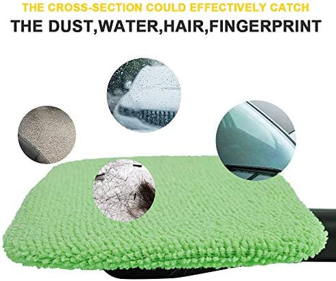 eFuncar Microfiber Cleaning Cloth for Windshield Cleaning Tool, Windshield Cleanner Wand Replaceable Glass Cleaning Bonnets, Interior Auto Window Cleaner Washing Pads, Fit 5”, Green, 5 Pack