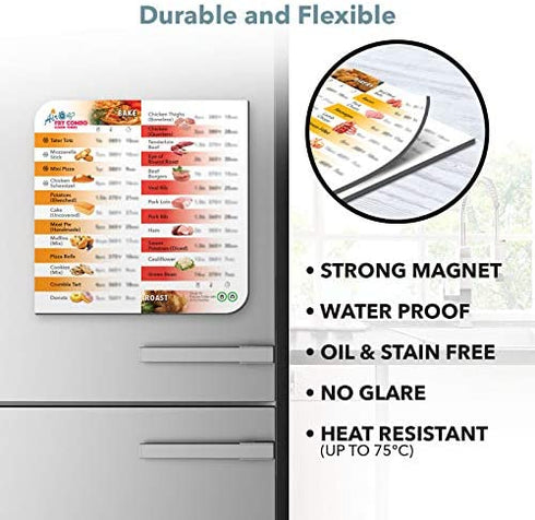 Air Fryer Magnetic Cheat Sheet for Instant Pot Air Fryer, Instapot Air Fryer Accessories Cooking Times Chart, Airfryer Frying Quick Reference Guide Kitchen Cookbook Magnets ( White )