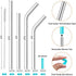 StrawExpert Set of 16 Reusable Stainless Steel Straws with Travel Case Cleaning Brush Silicone Tips Eco Friendly Extra Long Metal Straws Drinking for 20 24 30 oz Tumbler