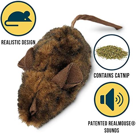OurPets Play-N-Squeak Mouse Hunter Cat Toy (Interactive Cat Toy & Catnip Toy with Real Mouse Electronic Sound Catnip Toys for Cats) Perfect Cat Toys for Indoor Cats with Catnip)
