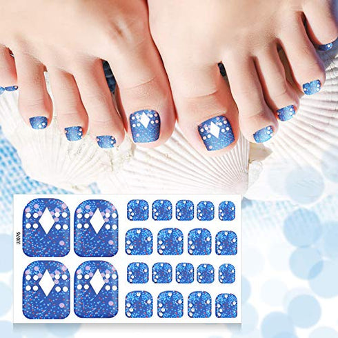 308 Pieces 14 Sheets Toenail Polish Stickers Adhesive Toe Nail Wraps Full Toe Nail Wraps Toenail Polish Strips DIY Glitter Toe Nails Manicure Decal with 2 Pieces Nail Files for Girls (Retro Style)