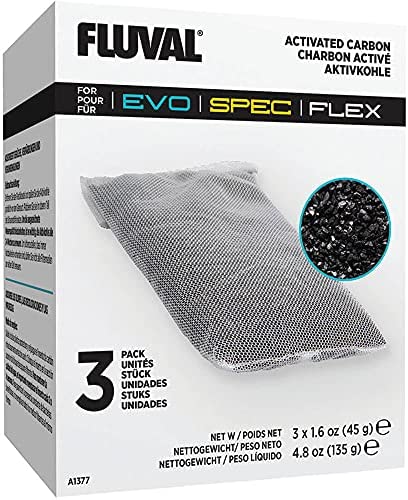 Fluval Spec/Evo/Flex Activated Carbon, Replacement Aquarium Filter Media, 3-Pack, A1377