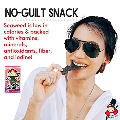 Big Crispy Seaweed Snack Sheets by Tao Kae Noi | Japanese Sauce Flavor Thai Seaweed Chip | Healthy Nori Snacks for Kids and Adults | 12 Individually Wrapped Sheets per Box, 3.2g each