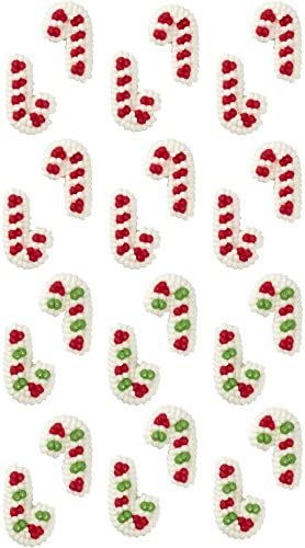 Wilton Mini Candy Cane Edible Cupcake Toppers, red, green