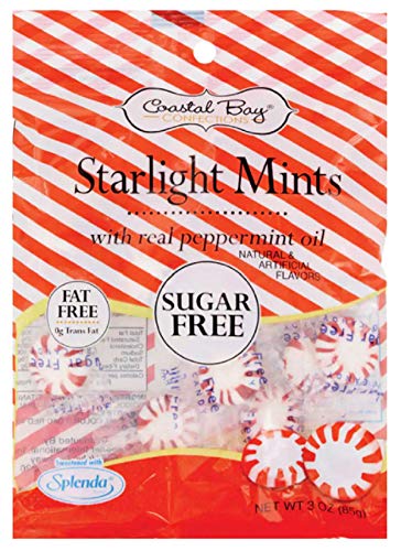 Coastal Bay Confections 1 (3 oz.) Each Sugar Free Bag Starlight Mints With Natural Spearmint Oil and Starlight Mints with Real Peppermint Oil | Holiday Green and Red Candy Variety Mix