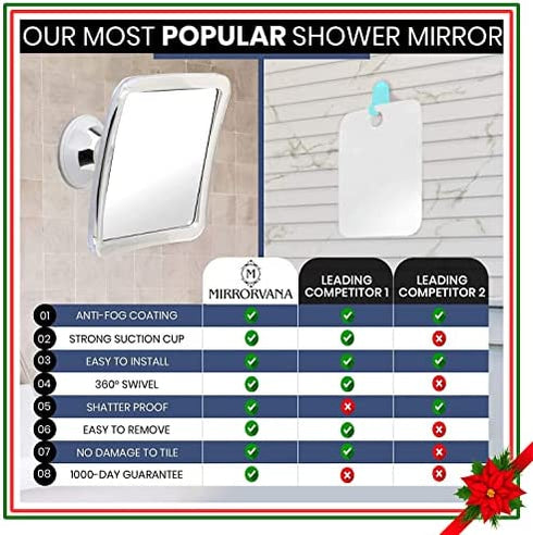 3X Magnifying Shower Mirror For Fogless Shaving with Suction Cup, Shatterproof Surface and 360° Swivel, 6.3 x 6.3\