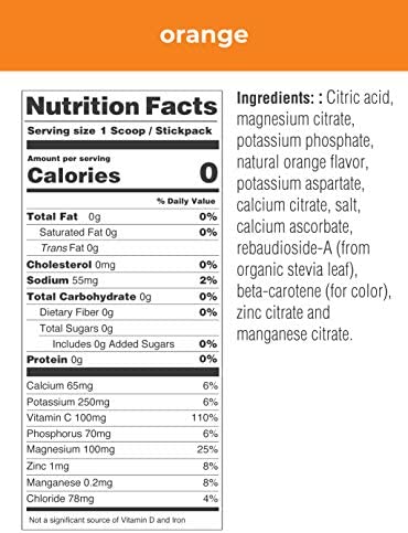 Ultima Replenisher Electrolyte Hydration Powder, Orange, 20 Count Stickpacks - Sugar Free, 0 Calories, 0 Carbs - Gluten-Free, Keto, Non-GMO with Magnesium, Potassium, Calcium, 2.4 Ounce (Pack of 1)