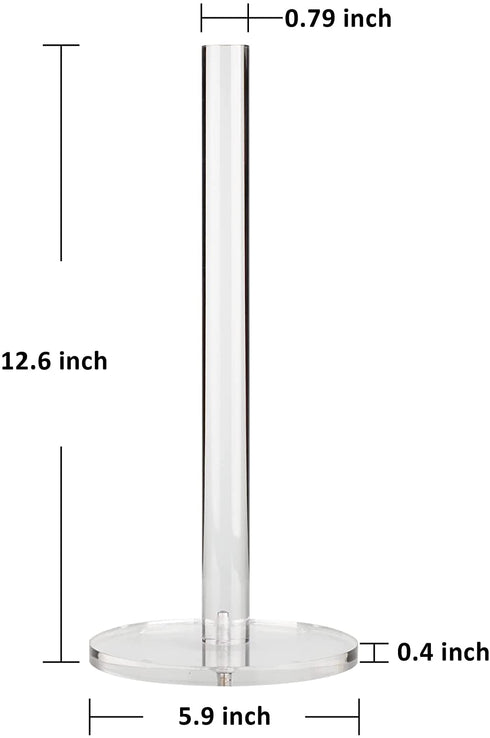 Worhe Clear Acrylic Paper Towel Holders 5.9" Diameter Thickening Sturdy Base, for Kitchen Bathroom Vanity Countertop , Paper Towel Dispenser for Tear Paper Towel Roll 1 Pack(YGC001)