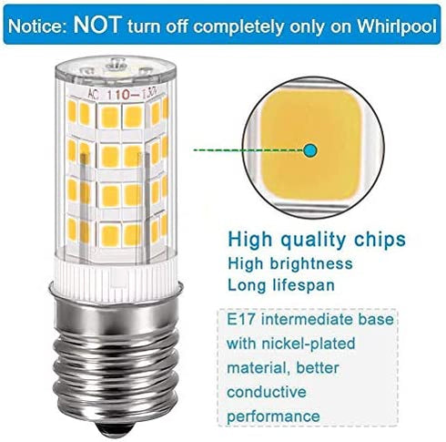 fuda lamp E17 Led Bulb Kei 125V 40W Equivalent Microwave Oven Light Appliance Bulbs Non-Dimmable Warm White 3000K 2 Pack