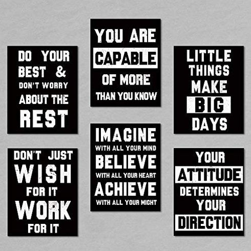 HOMANGA Motivational Wall Art Posters, Positive Office Decor Art Prints, Set of 6, Inspirational Quote Wall Decor for Bedroom Teen Boy Office Living Room, Canvas Posters 8x10 Inch Unframed