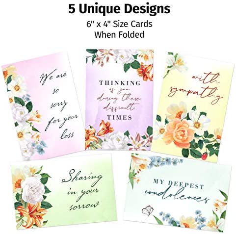 Sympathy Cards with Envelopes Assortment Box - 30pc Bulk Condolence Card Set - Heartfelt Sorry For Your Loss Bereavement Greeting Cards Boxed Pack