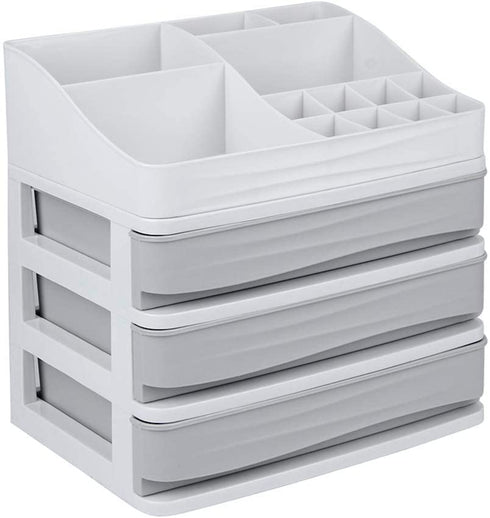 ELUCHANG Cosmetic Makeup Organizer Plastic Storage Box with Drawer Lipsticks Holder Desktop Sundry Storage Case
