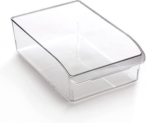 BINO | Plastic Storage Bins, Medium | THE CURVE COLLECTION | Multi-Use Organizer Bins | Built-In Handle | BPA-Free | Pantry Organization | Home Organization | Fridge Organizer | Freezer Organizer