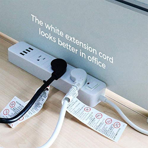 FIRMERST 1875W Flat Plug Extension Cord White 2ft (15A 14AWG)