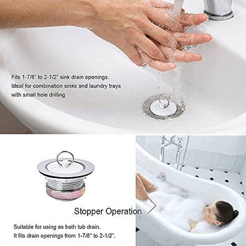 VARNAHOME Stainless Steel Bath Tub Drain Assembly W/Wash Tray Plug for Bathtub or RV Mobile Showers