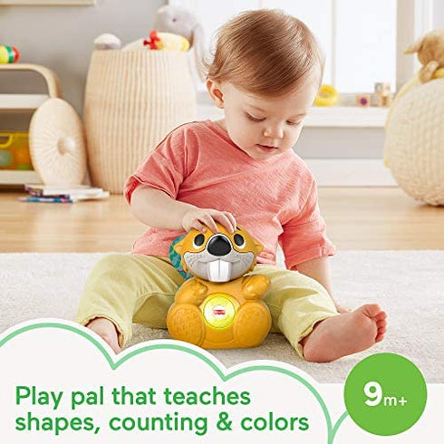 Fisher-Price Linkimals Boppin’ Beaver, Light-up Musical Activity Toy for Baby , Yellow