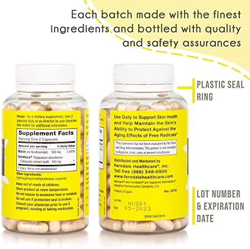 Heliocare Advanced Nicotinamide B3 Supplement: Niacinamide 500mg and Fernblock PLE Extract 240mg Per Serving - Supports Skin Cell Health W/ Antioxidant Rich Vitamin B3 Niacin - 120 Vegan Capsules