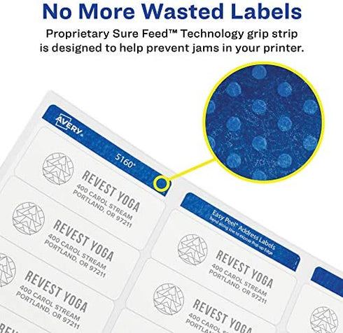 Avery High Visibility Printable Round Labels with Sure Feed, 1-2/3" Diameter, White, 600 Customizable Blank Labels (5293)