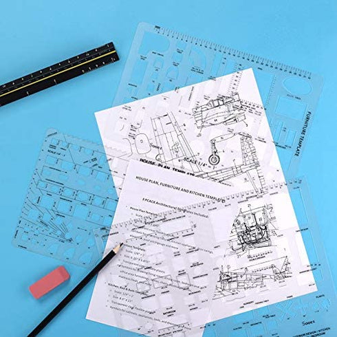 Sooez Architectural Templates, House Plan Template, Interior Design Template, Furniture Template, Drawing Template Kit, Drafting Tools and Supplies, Template Architecture Kit, 1/4 Scale