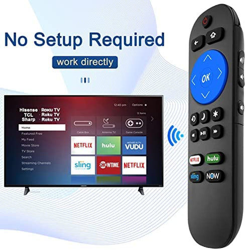 Universal for Roku TV Remote, Replacement for Hisense, TCL, Sharp Roku TV Remote, Remote Control Replacement for Roku TV with Netflix, Sling, Hulu, Now Button and Battery
