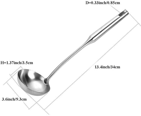 TBWHL Metal Soup Ladle 304 Stainless Steel Gravy Sauce Ladle with Long Handle for Kitchen 13.4"
