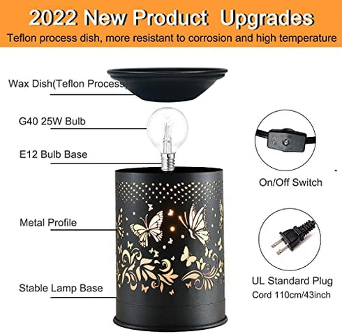 Metal Wax Warmer,Wax melt Warmer,Candle Wax Burner, Kobodon Electirc Wax Melt Warmer Candle Melter for Home Office Decor(Butterfly)