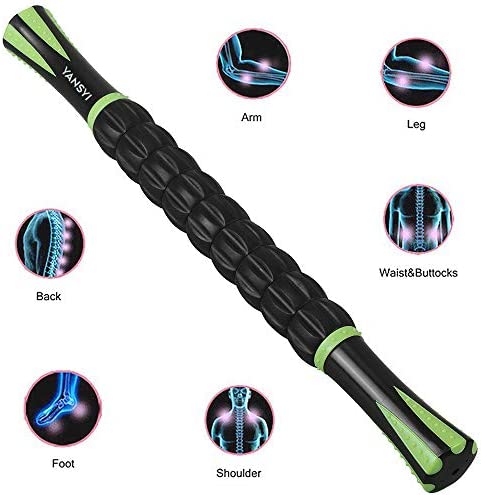 Yansyi Muscle Roller Stick for Athletes - Body Massage Roller Stick - Release Myofascial Trigger Points Reduce Muscle Soreness Tightness Leg Cramps & Back Pain for Physical Therapy & Recovery (Black)