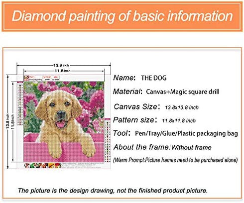3ABOY Dog Diamond Art Kits for Kids,5D DIY Dog Diamond Painting Kits for Adults Animal Dog for Home Wall Decor(13.8X13.8inch) (ym001 Dog)