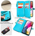 Lacass [Cards Theft Scan Protection 10 Card Slots Holder Zipper Pocket Wallet Case Flip Leather Cover with Wrist Strap Magnetic Closure Stand Carrying Pouch for Moto G Stylus 2021 4G Floral Blue