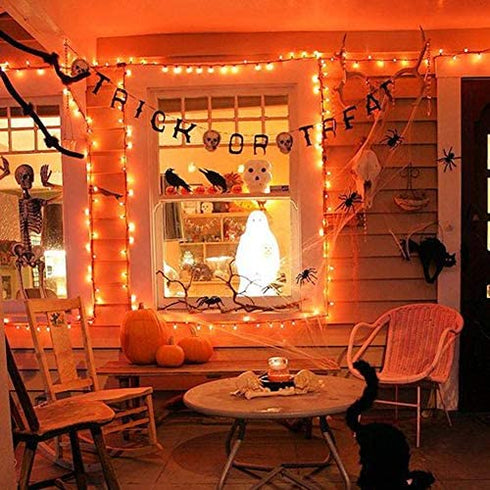 Romasaty 25 Pack C7 Orange Halloween Replacement Bulbs C7 Clear Outdoor String Light Replacement Bulbs, C7/E12 Candelabra Base, 5 Watt