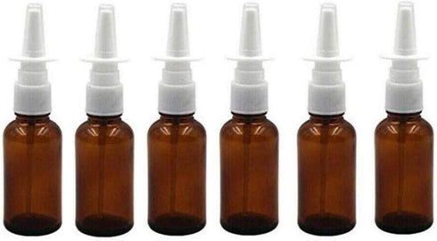 6PCS 15ML Empty Brown Glass Sprayer Nasal Bottle Empty Travel Refillable Aromatherapy Perfume Bottles For Cosmetic Nasal Irrigation Spray Saline Water Applications