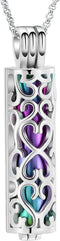 Hearbeingt Cylinder Cremation Urn Necklace for Ashes for Women Men Cremation Jewelry Urn Pendant with Hollow Urn Memorial Keepsake Jewelry for Ashes