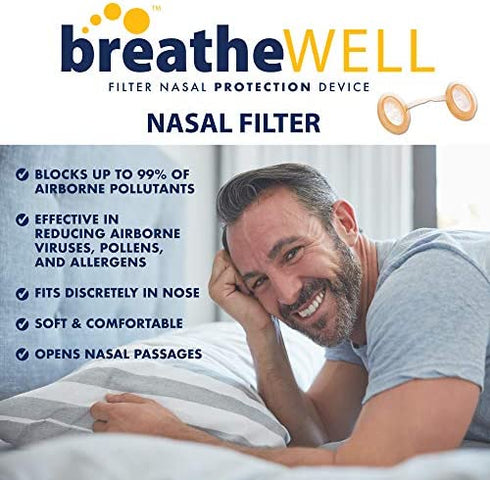 breatheWELL Nasal Filter Protection Device, Large, 6 Count