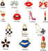 50 Pieces Women's Makeup Lip Lipstick Charms Gold Plated Enamel High Heels Wallet Flower Bow Charm Pendant for DIY Jewelry Necklace Bracelet Earrings Making
