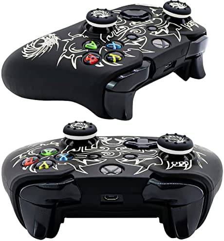 Xbox-One Controller Skin, BRHE Anti-slip Silicone Cover Protector Case Accessories Set for Microsoft Xbox 1 Gamepad Joystick with 2 Thumb Grips Caps (White)