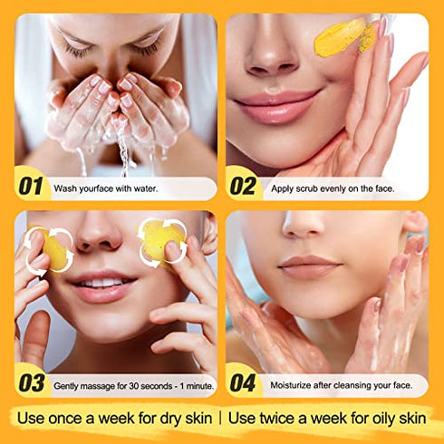 Vitamin C and Turmeric Face Scrub Cream Organics Microdermabrasion Facial Scrub Brightening Exfoliating Clears Blackheads Improve Dark Spot Acne with Strawberry Extract Exfoliator