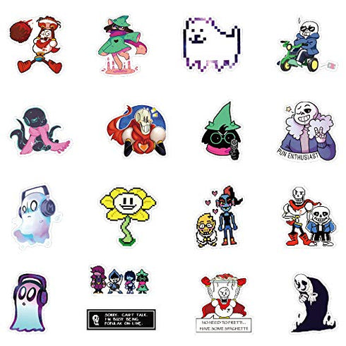 Undertale Stickers Pack| 50pcs Sans Undertale Viny Waterproof Stickers for Laptops PC Frisk Sans Au Gaster Undyne Flowey Decal for Teen Girl Adults DIY Computer Phone Case Water Bottle Skateboard