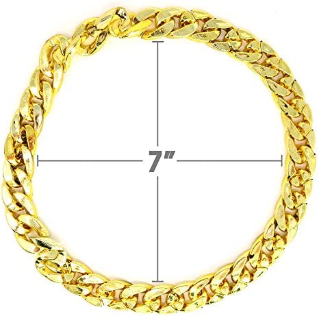 Skeleteen Rapper Gold Chain Accessory - 90s Hip Hop Fake Gold Costume Necklace - 1 Piece For Children
