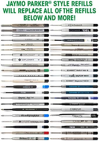 6 - Black Parker Compatible Ballpoint Pen Refills. Smooth Writing German Ink and 1mm Medium Tip. #1782467