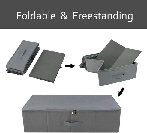 iwill CREATE PRO Under Bed Storage Container, Underbed Shoe Storage Organizer Box with Lid, Blankets, Cloth Storage Bins. Dark Gray