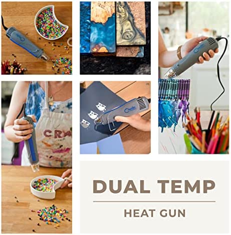 Heat Gun for Crafts, Mini Dual Temp Hot Air Gun Tool for Epoxy Resin, Shrink Wrapping, Vinyl Wrap, Embossing, Electronics, Candle Making, Sublimation, Phone Repair & DIY (Blue)