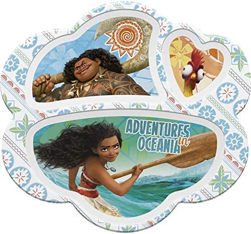 Zak Designs Disney Moana Dinnerware Melamine 3-Section Divided Plate Made of Durable Material and Perfect for Kids, Divided Plate, Moana