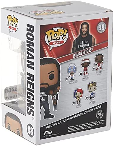 Funko POP WWE: Roman Reigns with Title, Wreck Everyone and Leave, Amazon Exclusive Vinyl Figure, Multicolor, (57309)