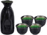 Sake Set Black Japanese 5 Pieces Traditional Japanese Sake Cup Set Hand Painted Design Porcelain Pottery Ceramic Cups Crafts Wine Glasses Gifts (Classic, 280 ML)