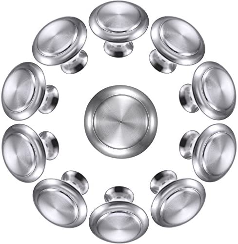 Bememo 24 Pack Silver Cabinet Knobs Kitchen Round Drawer Dresser Handles Kitchen Cabinet Round Pulls Hardware 1.06 x 0.79 Inch