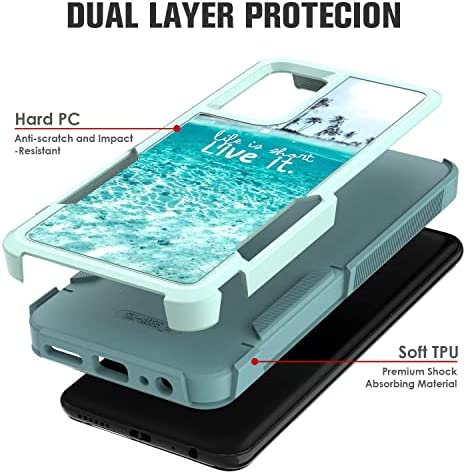 Voanice for Samsung Galaxy A03S Case with Tempered Glass Screen Protector, Dual Layer Heavy Duty Rugged Shockproof Hard PC +Soft Silicone Protective Hybrid Cover Women Men for Samsung Galaxy A03S-Teal