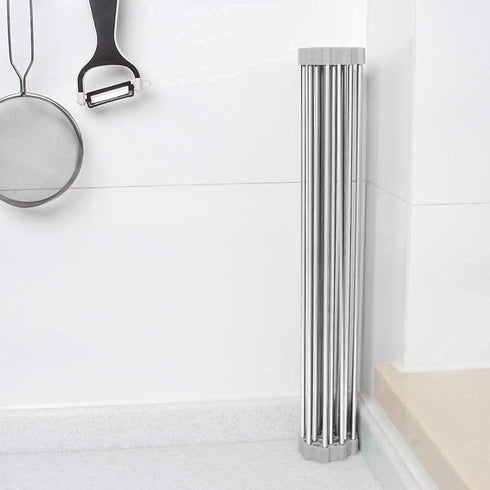 17.7" x 15.5" Large Dish Drying Rack, Attom Tech Home Roll Up Dish Racks Multipurpose Foldable Stainless Steel Over Sink Kitchen Drainer Rack for Cups Fruits Vegetables