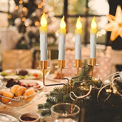 Ymenow LED Taper Candles with 6H Auto Timer, 6pcs Flickering Flameless Electric Candlesticks Battery Operated Candles for Home Room Party Christmas Decorations - Warm Yellow